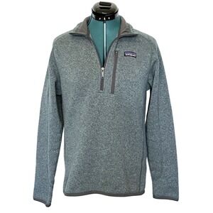 Patagonia Mens Small Gray Better Sweater 1/4 Zip Fleece Pullover Green Heathered